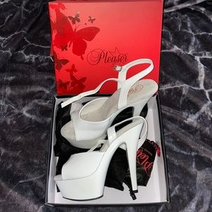 Pleaser white platform heels